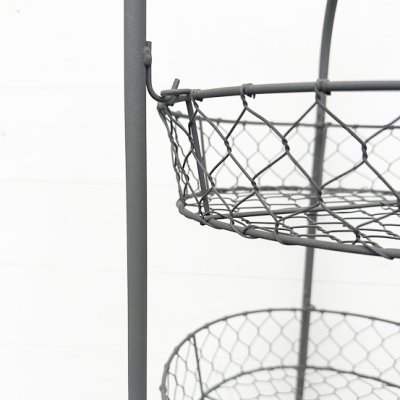画像5: ワイヤーラウンド3段バスケットスタンド ブラウン