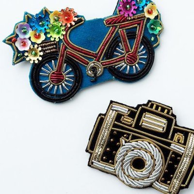 画像4: ザリ刺繍ブローチ　花かご自転車
